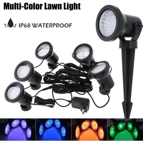 LED Lawn Light 5 Lights 36 LEDs Waterproof Color Landscaping Spotlights with Remote Control and 16 Colors for Lawn Lamp