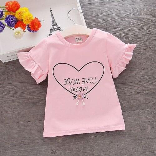 Summer Girls' T-Shirts, Baby Half-Sleeves, Casual Childrens Summer Clothes, Childrens T-Shirts, Cotton Bottoming Shirt