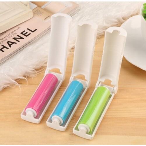 Sticky Portable Clothes Lint Roller with Cover Washable Dust Roller for Wool Sheets Clothes Fluff Pet Hair Cleaning Tools Home