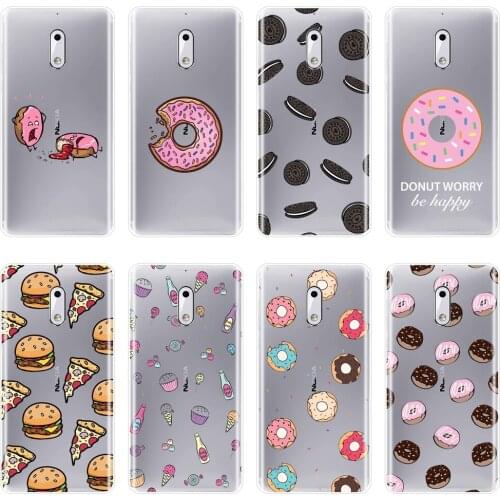 Cute Kawaii Donut Ice Cream Cooky Pizza Drink Beer Phone Case Silicone For Nokia 1 2 3 5 6 8 Soft Back Cover For Nokia 7 Plus X6
