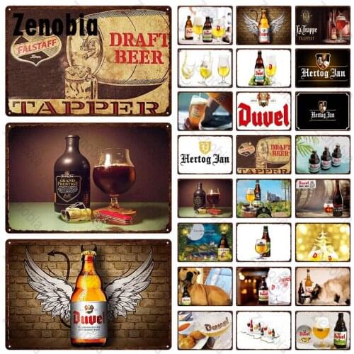Duuel Beer Wall Art Metal Plaque Wine Retro Tin Plate Metal Poster Alcoholic Wall Decor Wall Art Metal Sign for Bar Decoration