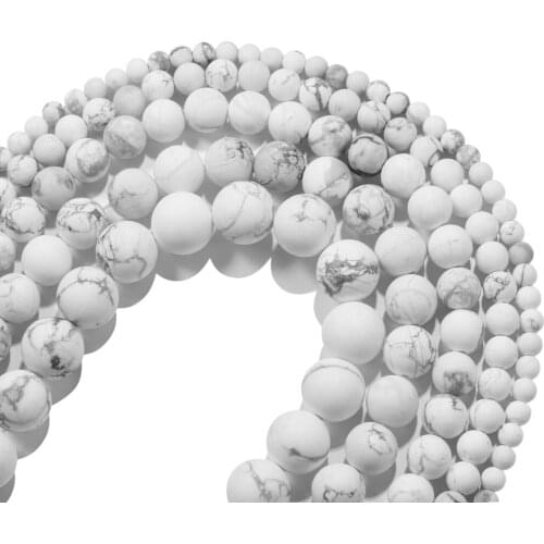 Natural Matte White Turquoises Stone Round Loose Spacer Beads For Jewelry Making DIY Bracelet Accessories 1Strand 12mm