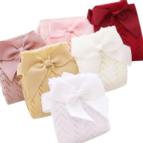 Pudcoco Sock Bow Summer Spring Mesh Newborn Baby Girl Kid for Christmas Winter Non-Slip Cotton Princess Knee-High Long Underwear