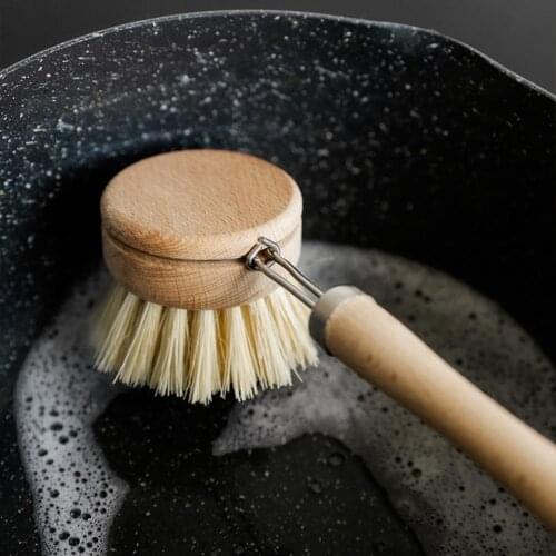 NEW Short/Long Handle Pan Pot Brush Dish Bowl Washing Cleaning Brush Natural Wooden Household Kitchen Cleaning Tools 40a