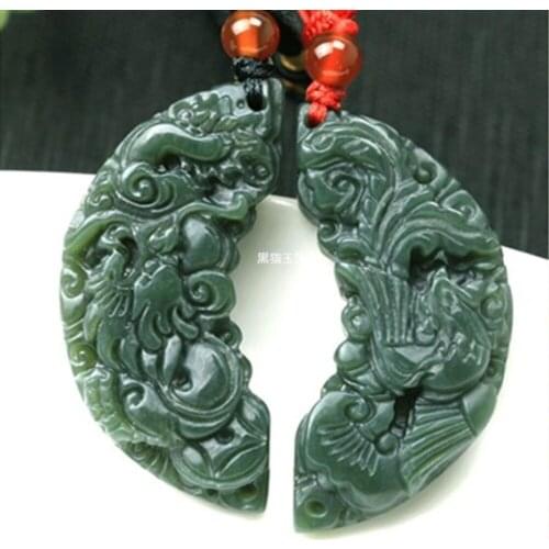 New Green Jades Pendant Handmade Carved Laughing Maitreya Buddha Women Mens Amulet Jewelry Pendants+Beads Necklace
