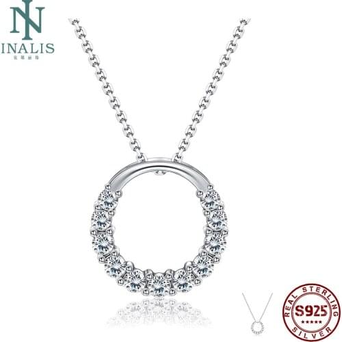 INALIS 925 Sterling Silver Pendant Necklaces For Women Round Cubic Zirconia Pendant Necklaces Party Fine Jewelry New Arrival
