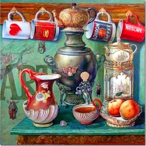 Full Square Round Drill 5D DIY Kitchen tableware Daimond Embroidery Rhinestone Cross Stitch For Wall Decor