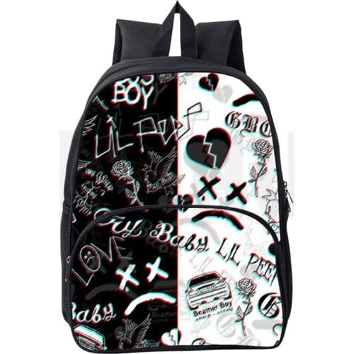 Hip Hop Popular Lover Women Backpack Men 3D Print Rap Lil Peep Bag Zipper Schoolbag Bookbag Back Pack 16 Inch Rucksack Bagpack