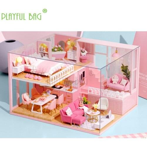 Wisdom Fun House diy toy house warm and light 3D three-dimensional assembled attic handmade small house model toy kid gift ZD18