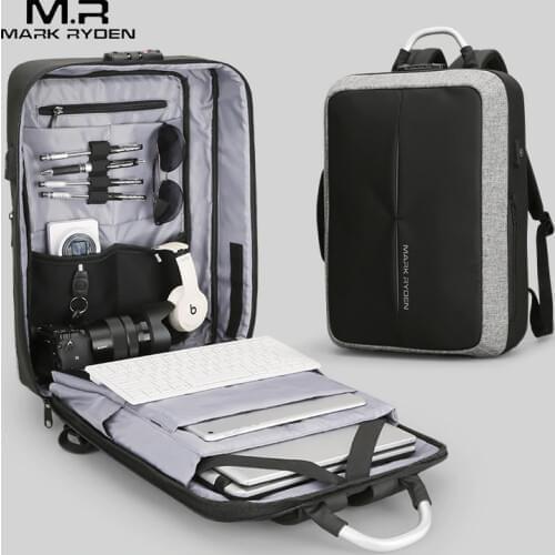 Mark Ryden New Anti-thief USB Recharging Men Backpack NO Key TSA Lock Design Men Business Fashion Message Backpack Travel