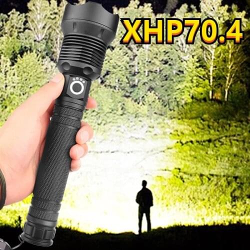 Most powerful XHP70.4 led flashlight usb Zoom Tactical torch xhp50 18650 or 26650 Rechargeable battery hand light Drop shipping