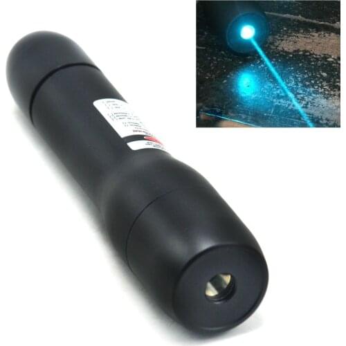 488nm Cyan-Blue Dot Ray Laser Pointer Waterproof Focusable Handheld Flashlight