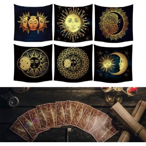 Sun and Moon Psychedelic Wall Tarot Tapestry Divination Altar Tarot Tablecloth
