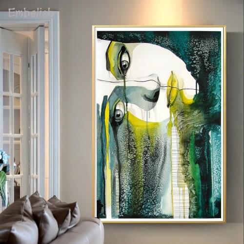Embelish 1 Pieces Abstract Wall Art Posters Watercolor Portrait Of Beautiful Girl Pictures Home Decor HD Canvas Painting Artwork