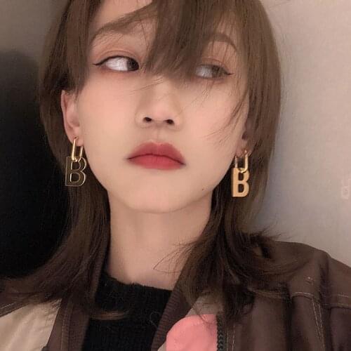 VENTFILLE925 Sterling Silver Drop Earrings Trendy Hip Hop Rock Vintage Couples Letter B Party Jewelry Wholesale