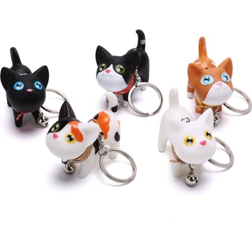 1Pcs Cute Cartoon Fat Cat Pendant Key Rings Cat Key Chain Shake Head Car Bag Keychains Creative Jewelry Gift