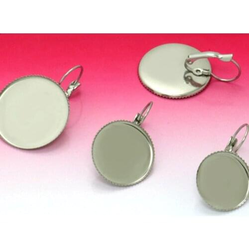 10pcs Stainless Steel Earrings Bases Settings Earring Blank DIY Earring Kits 18mm 20mm 25mm Bezel Earring Tray