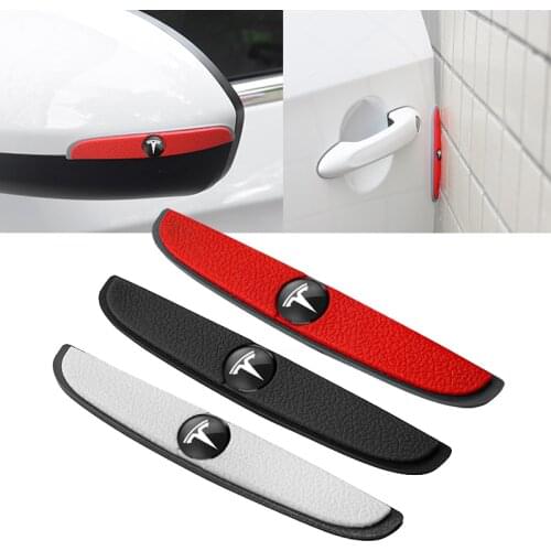 4Pcs Rubber Anti-Collision Strip Car Door Rearview Mirror Protector Stickers For Tesla Model 3 Model X Model S Model Y