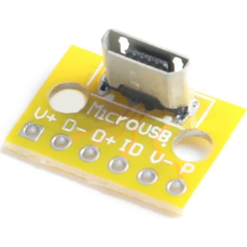 5PCS Vertical Micro USB Board Size 11 * 16MM 2.0 Female Head A Connector PCB Converter Adapter Pin Spacing 2.54MM