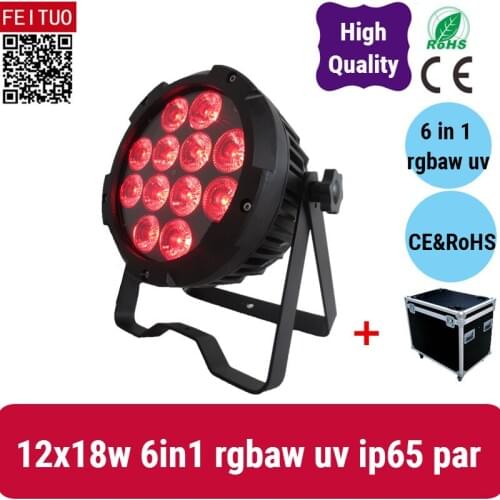 A- 24light with 3fly case Outdoor IP65 Led Par Uplight 12x18w RGBWA UV 6IN1 Led Flat Par for Wedding Party