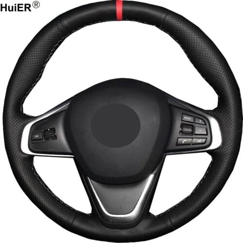 HuiER Hand Sewing Car Steering Wheel Cover For BMW F45 F46 X1 F48 2015-2019 X2 F39 2018-2019 Funda Volante Car Accessories