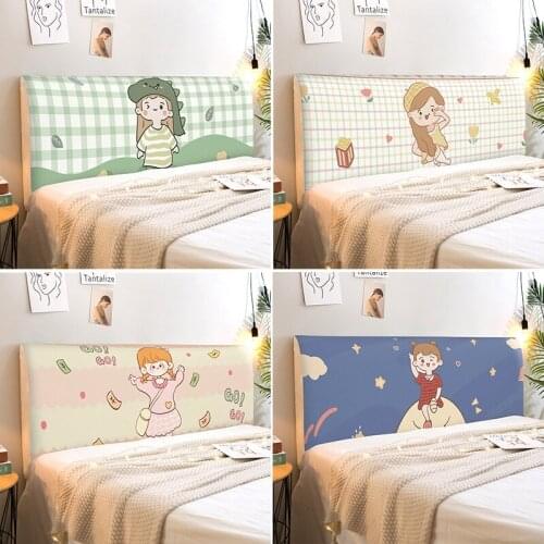 Elastic Bed Head Cover All-inclusive Bed Back Dust-proof Protector Case Cartoon Printed Bedside Cover Ins Style Decor Bedspreads