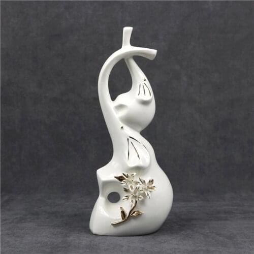 Porcelain Elephant Father and Kid Figurine Decorative Ceramics Innovation Craft Ornament Gift for Father, Mother and Birthday