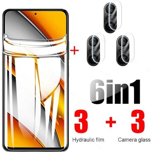 Poco f3 hydrogel film for xiaomi poco f3 camera lens glass pocophone little f 3 poko f3 M2012K11AG 6.67inch screen protector set