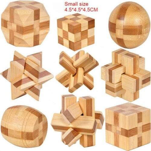 IQ Brain Teaser Unlock Interlock Game Kong Ming Wine Barrel Lock 3D Wooden Montessori Educational Toy Small Model Adults Kids