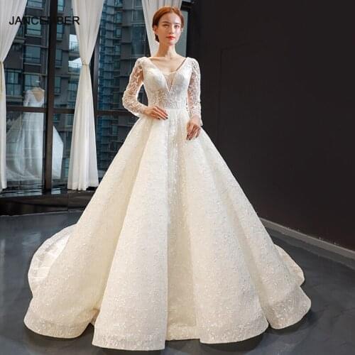 J66880 jancember wedding gowns for bride with train illusion ball gown ruffles white wedding dress свадебное платье без шлейфа