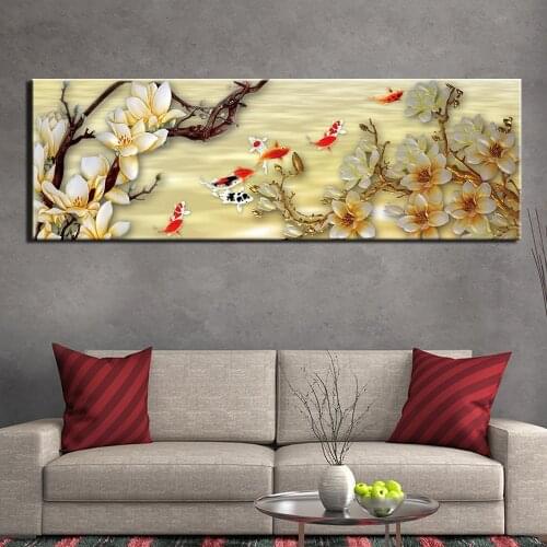 Magnolia koi fish full diamond painting square 3d diy diamond embroidery round diamond mosaic animal 100x50cm