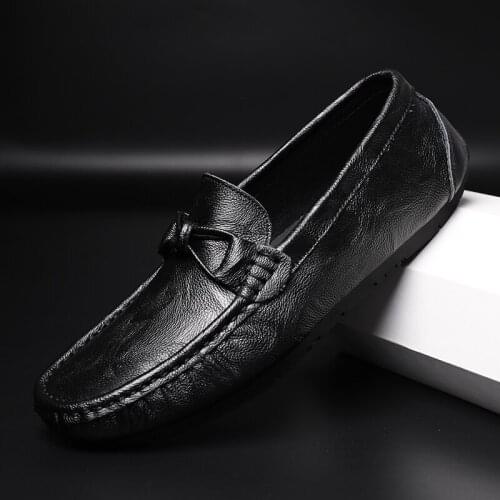 Genuine Leather Men Casual Shoes Brand 2021 New Italian Mens Loafers Moccasins Flat Breathable Slip on Summer Driving Male Shoes