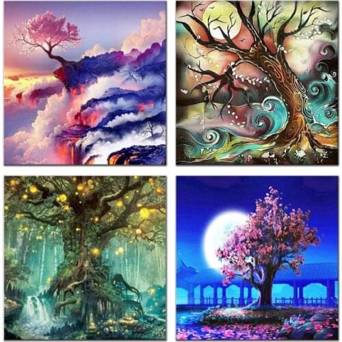Diy Daimond-painting Wonderful Tree Resin stone Stickers Embroidery landscape Full Mosaic Sale Magic Trees Diamond Painting Kits