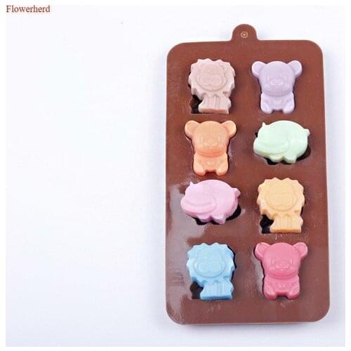 New 8-cavity Lion Bear Hippo Fondant Cake Silicone Mold Cake Decorating Tools DIY Chocolate Biscuit Mold Handmade Soap Mold