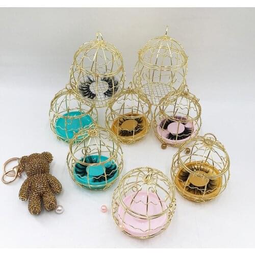2021 New Arrival Empty Birdcage Shape Customized Boxes Natural Soft 5D Faux Mink Eyelashes Unique Lash Packaging