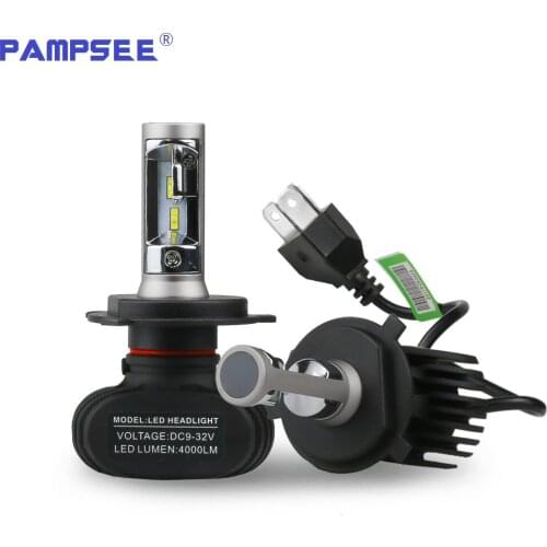 PAMPSEE Super bright Auto 2PCS S1 Auto H3 H8 H11 H4 Led H7 Bulb Car Headlight High Low Beam 50W 8000LM 12V 24V Fog Light Kit