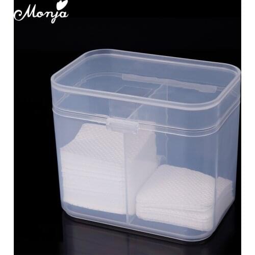 Monja Double Grids Plastic Nail Cleaning Cotton Pads Transparent Storage Box Nail Art Remover Towel Receiving Case Manicure Tool