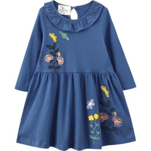 Jumping Meters 2021 New Arrival Princess Girls Dresses Flowers Embroidery Hot Selling Childrens Costume Party Tutu Girls Frocks