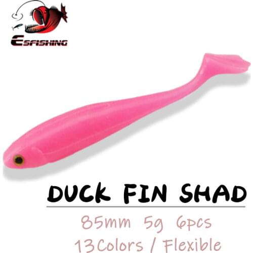 ESFISHING Fishing Bait Smell Duck Fin Shad 85mm 6pcs Soft Lure Artificial Baits For Sea Fishing Leurre Souple Crankbait