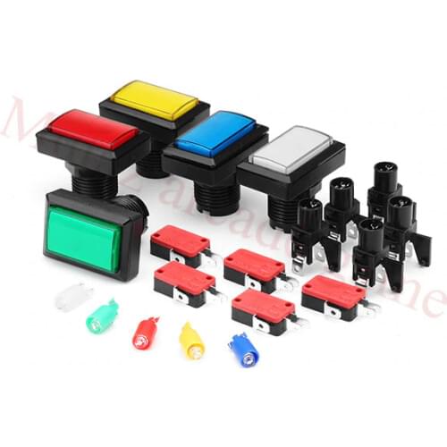 5PCS Rectangular LED Illuminated Push Button 50*33mm Rectangle Arcade LED Lighted Push Buttons with Microswitch for Mame Cabinet