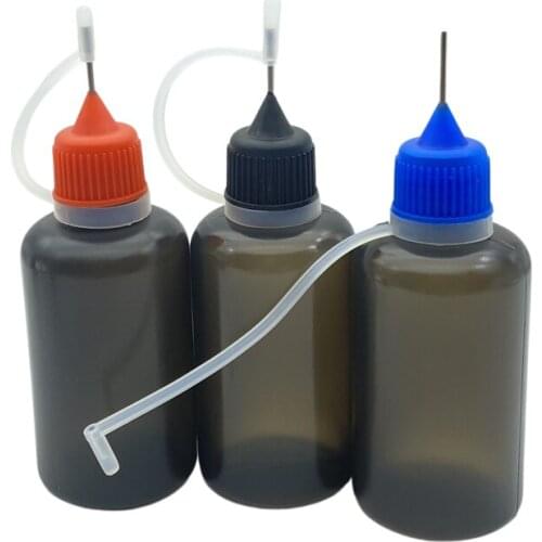 150pcs Empty 30ml Black PE Plastic Dropper Bottles With Metal Needle Cap For Liquid Squeeze Vial