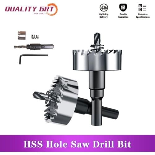 Q.Grt Free shipping Carbide Tip Stainless Steel Metal HSS Drill Bit Hole Saw Set Alloy High Speed Steel Drill Bit 12-80mm