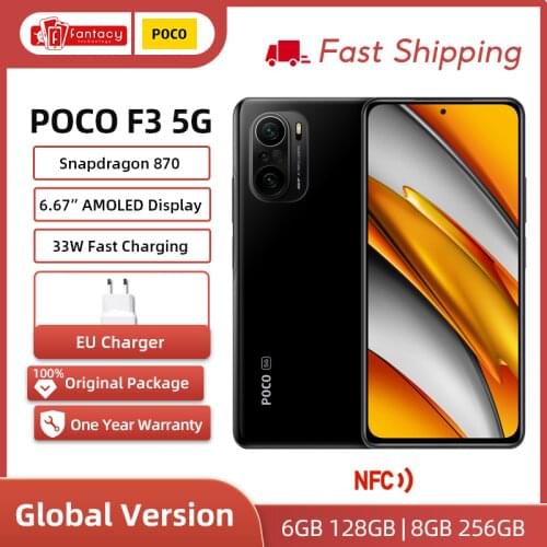 Global Version POCO F3 5G 6GB 128GB / 8GB 256GB Smartphone Snapdragon 870 6.67"120Hz E4 AMOLED DotDisplay 33W Fast Charging 48MP