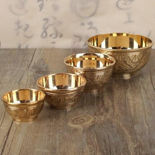 Pure Copper Liqueur Shot Glass Creative Wedding Wine Milk Cup Retro Teacups Bronze Golden Buddhist Tea Bowl Home Drinkware Gift