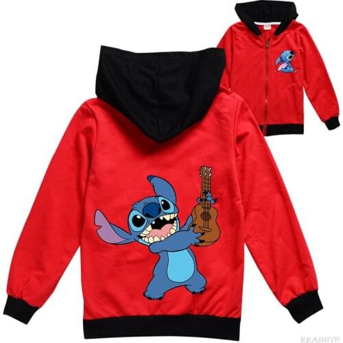 STITCH Hoodies Toddler Clothes Autumn Cool Kids Girls Coat Boys Zipper Sweatshirt Spring Sport Childrens Tops