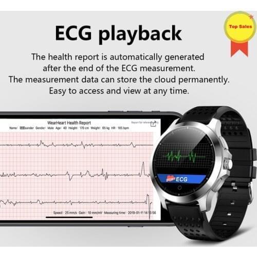 New ECG PPG smart watch with electrocardiograph ecg display real ecg medical theory heart rate monitor blood pressure smartwatch
