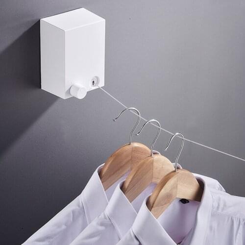 4M Retractable Clothesline Wall-mounted Indoor Outdoor Washing Clothes Hanger Laundry Drying Line Balcony Invisible Lines