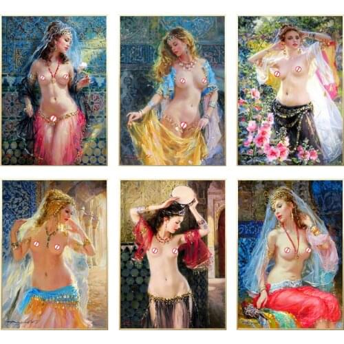 Vintage Nude Dancing Girl Canvas Painting Wall Art Abstract Oil Painting Decoration Poster Print Home living Room Decor NoFrame
