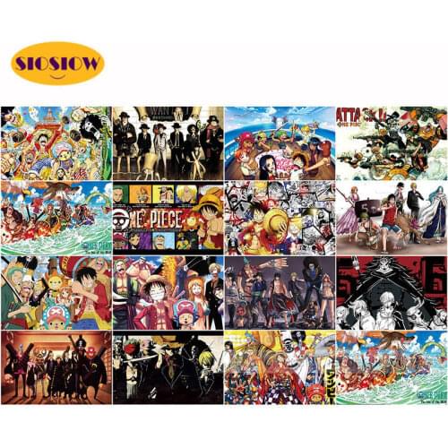 100% Full Square Diamond Painting Cartoon One Piece 5D DIY Mosaic Rhinestones Embroidery Cross Stitch Kits Home Decor Gift Anime