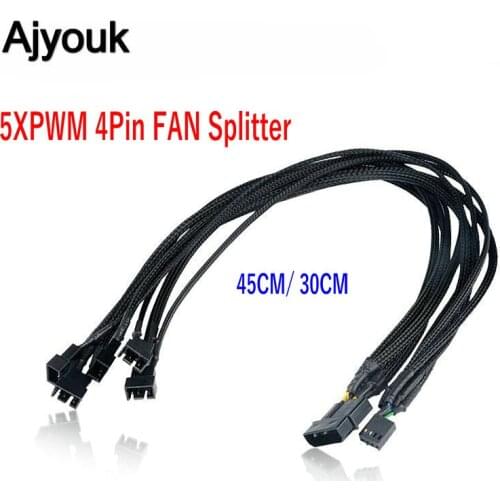 100PCS 4Pin PWM Fan Power Adapter Cable 5xPWM 4Pin Fan Splitter PWM Fan Extension Power Connector Cable For Mainboard 30CM 45CM